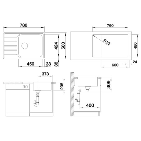 Kuchyňský dřez Blanco Lemis XL 6 S-IF Compact Kartáčovaný, bez excentru