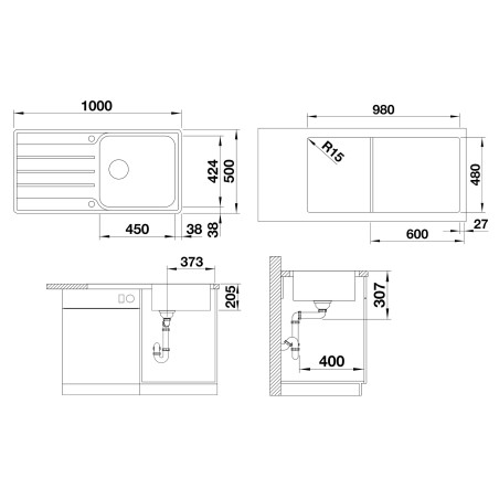 Kuchyňský dřez Blanco Lemis XL 6 S-IF Kartáčovaný, s excentrem